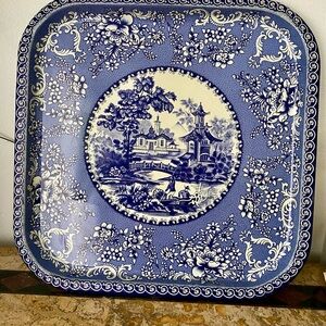 Vintage Daher Blue and White Decorative Plate